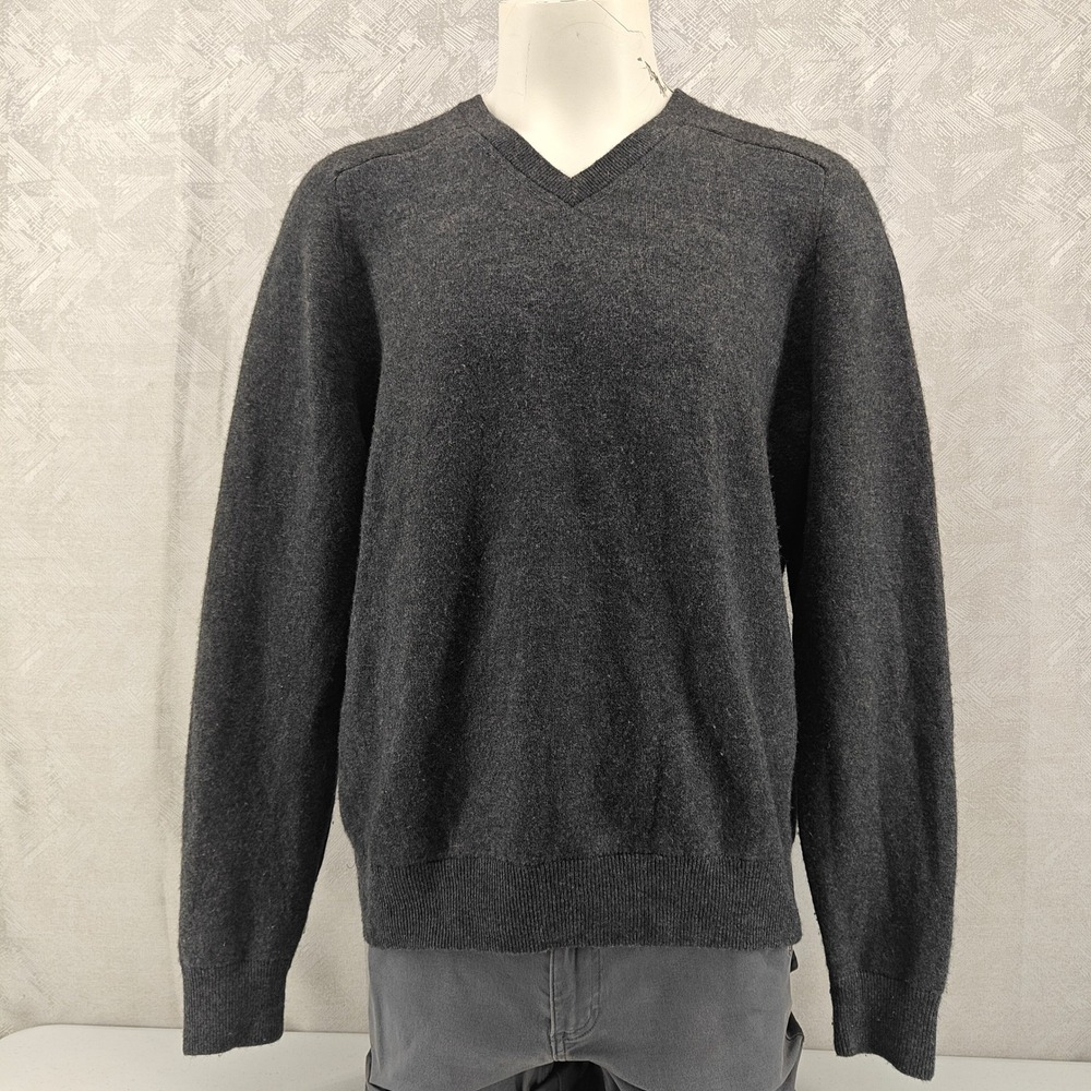 Mack‎ Weldon Tech Cashmere V Neck Sweater Mens XL Dark Gray Merino Wool Blend
